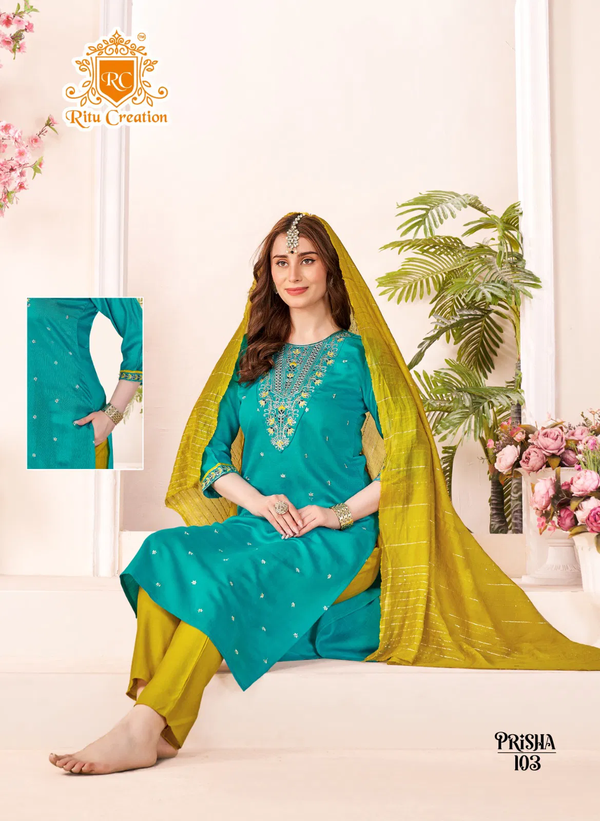 Prisha By Ritu Plain Vatican Kurti With Bottom Dupatta Exporters In India